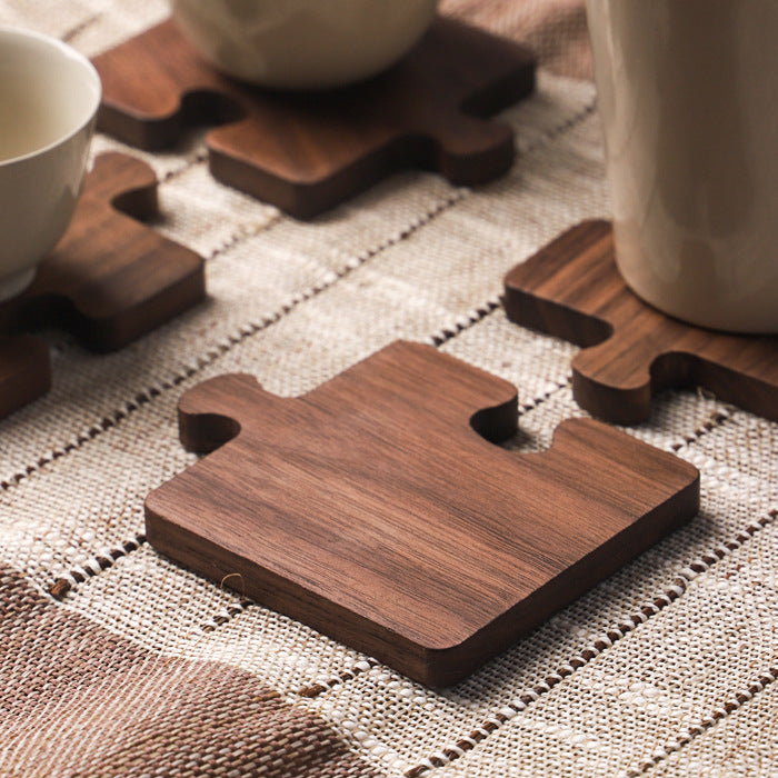 4pc Walnut Coaster Set