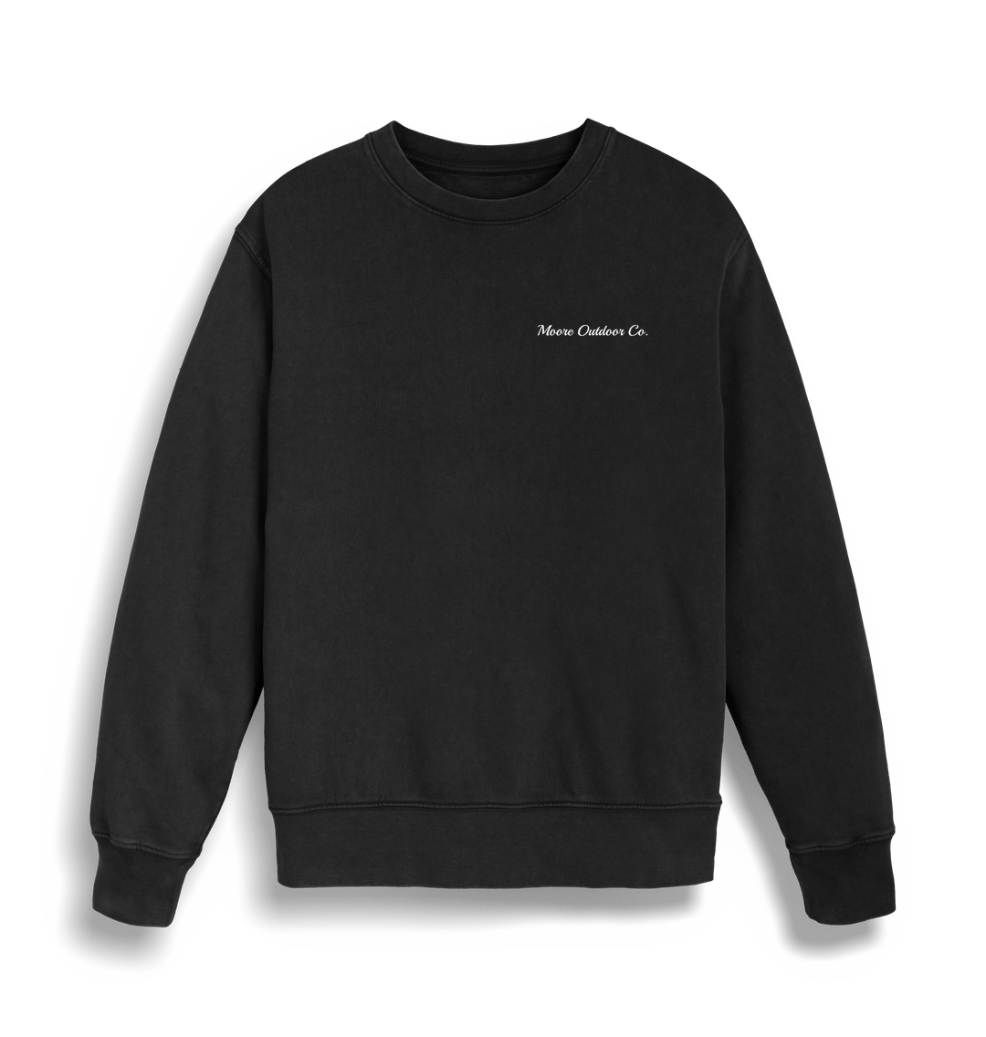 Garment Dyed Black Rock Moore Outdoor Co. Everyday Sweatshirt - 100% Organic Cotton - Unisex