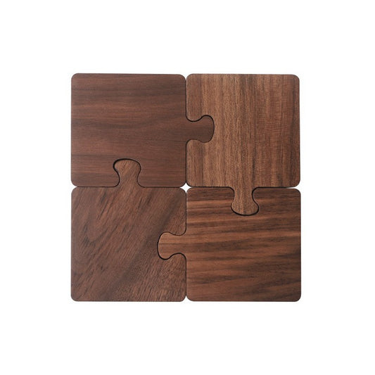 4pc Walnut Coaster Set