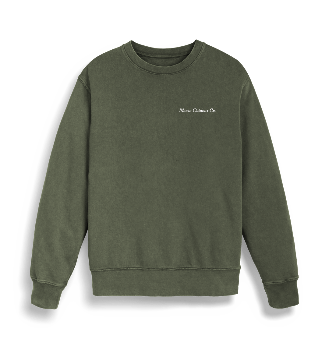 Garment Dyed Khaki Moore Outdoor Co. Everyday Sweatshirt - 100% Organic Cotton - Unisex